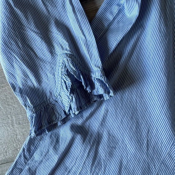 Talbots Blue & White Striped Long Sleeve Button-Down Dress - Women's 8 - Picture 3 of 4